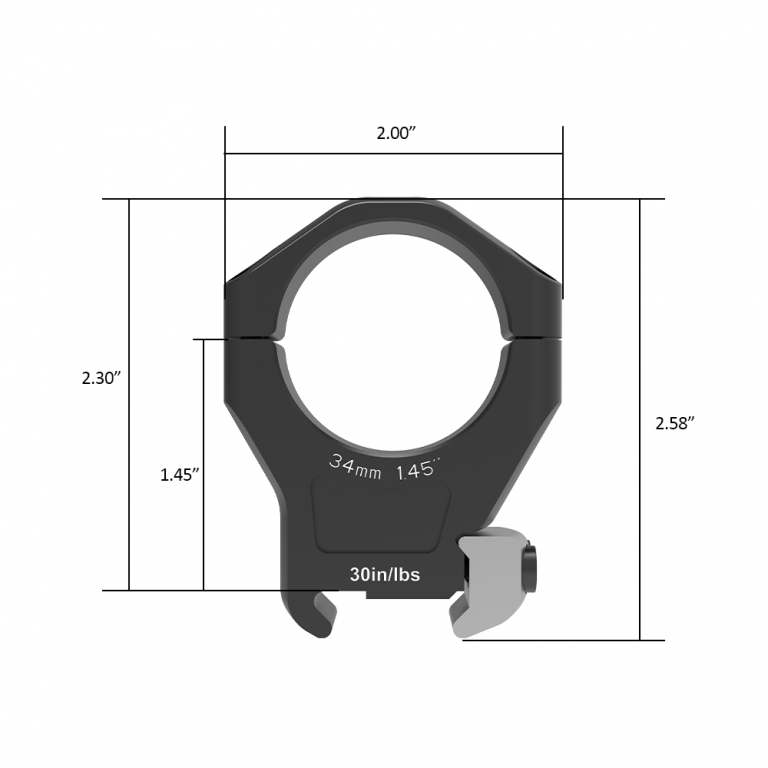 Arken Optics Halo Ti 34mm Picatinny Rifle Scope Rings - 1.45'' / High