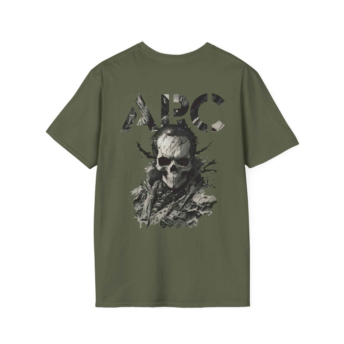 ARC Skull Graphic T‑Shirt — Grunge Military Skull Backprint