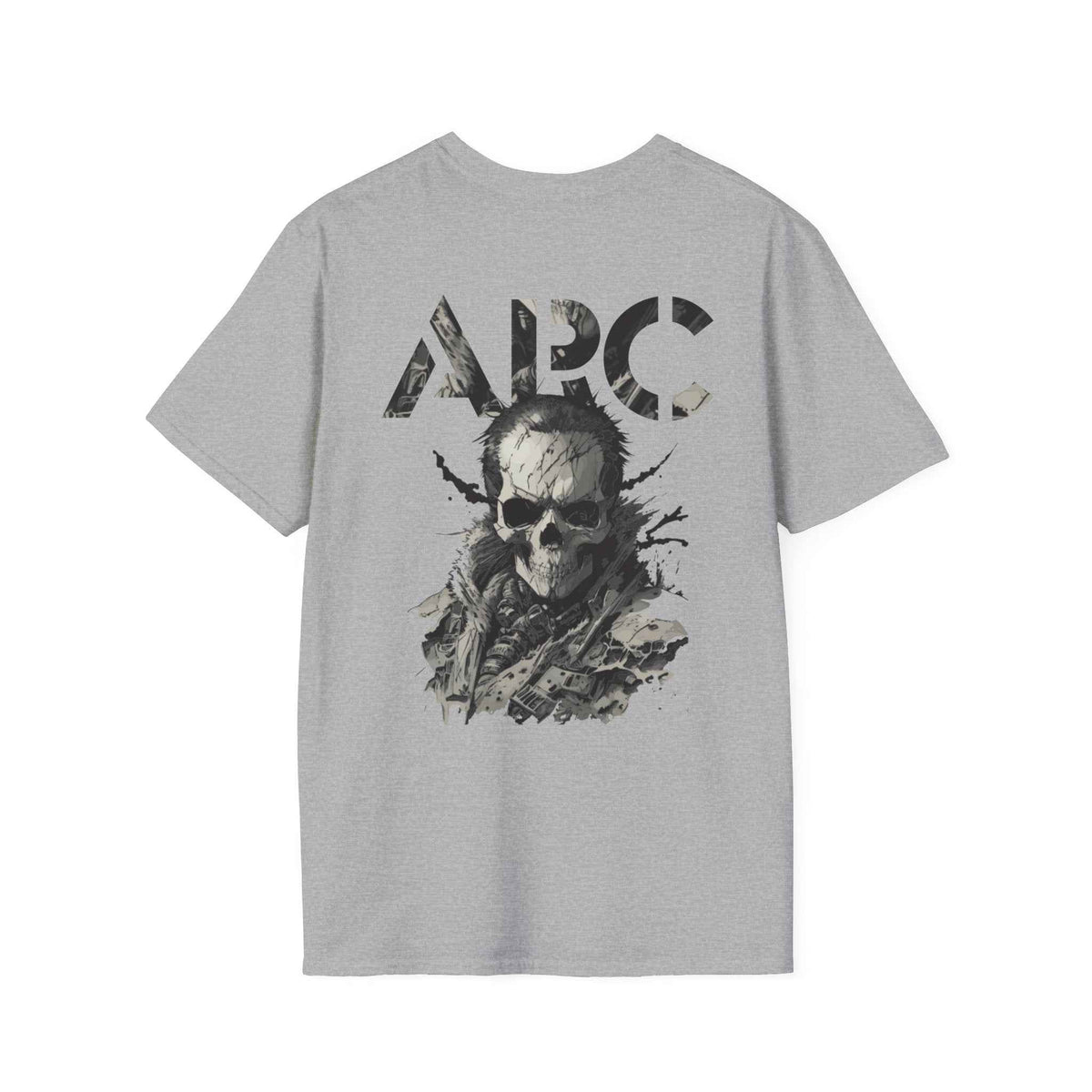 ARC Skull Graphic T‑Shirt — Grunge Military Skull Backprint