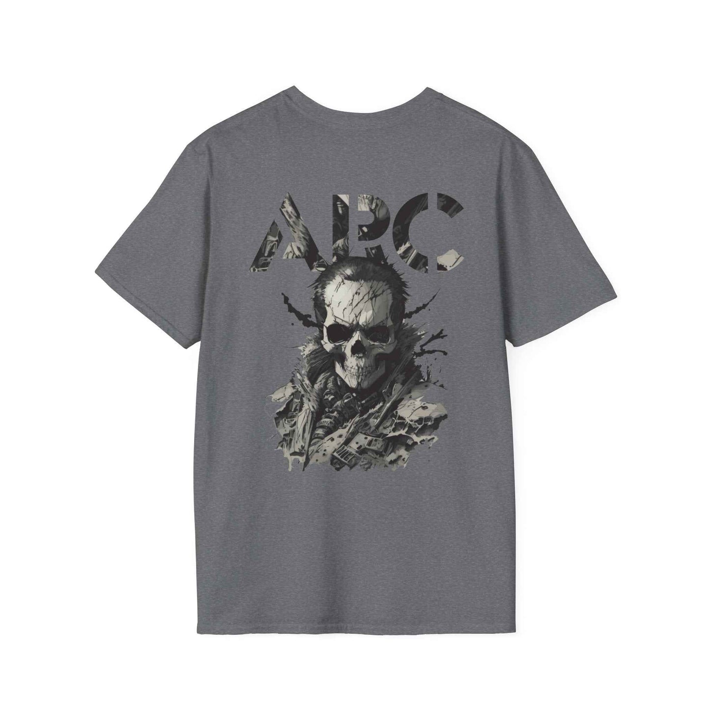 ARC Skull Graphic T‑Shirt — Grunge Military Skull Backprint