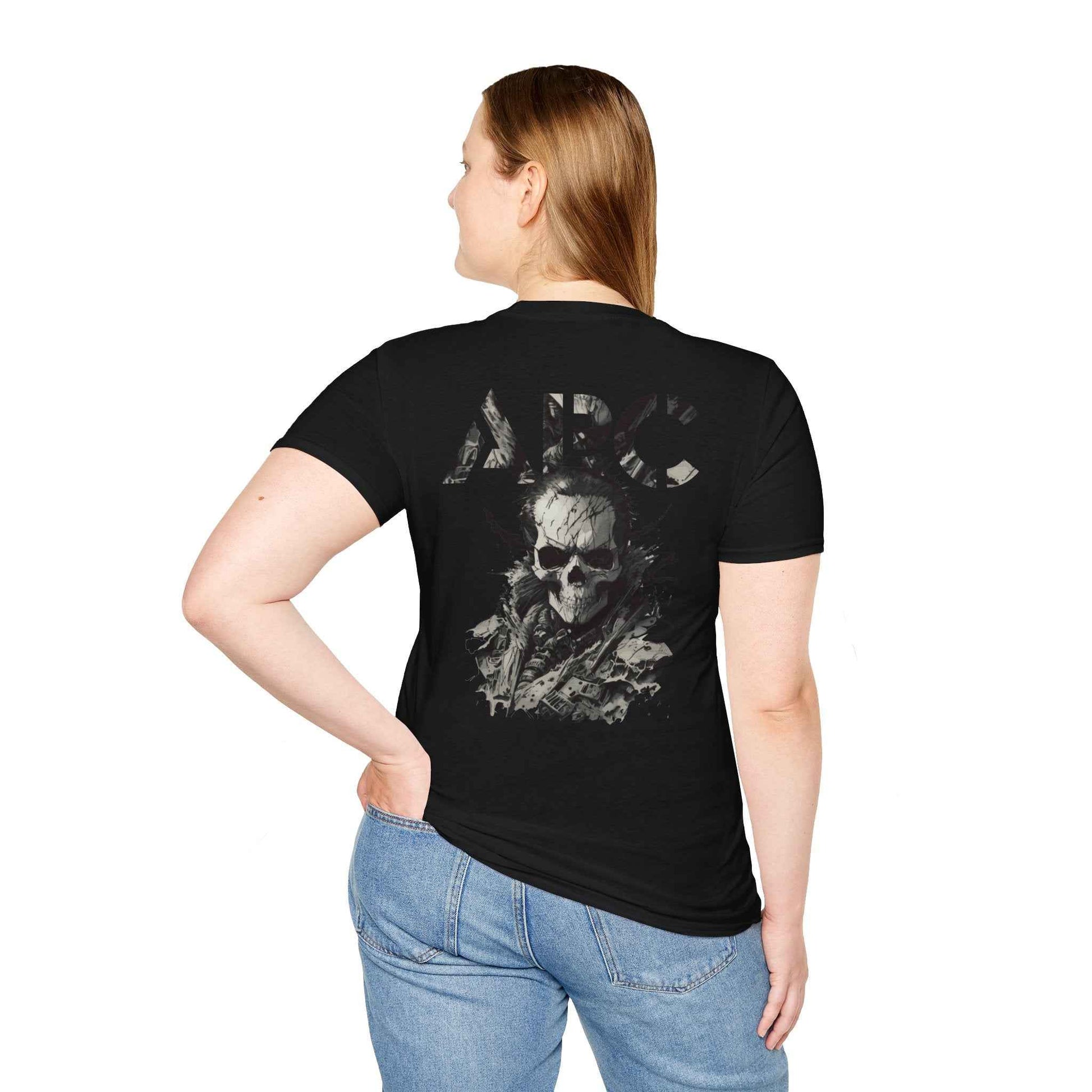 ARC Skull Graphic T‑Shirt — Grunge Military Skull Backprint