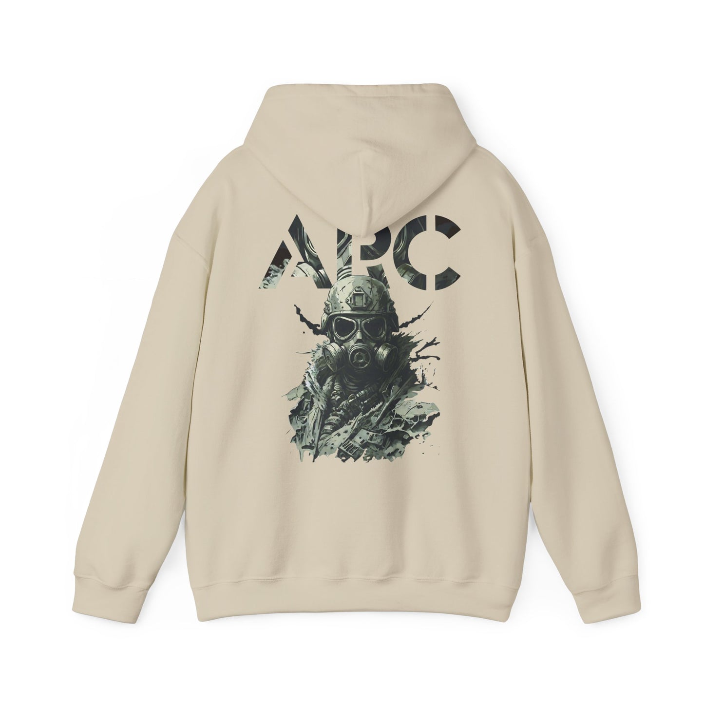 ARC Gas Mask Hoodie — Tactical Post-Apocalyptic Graphic Sweatshirt
