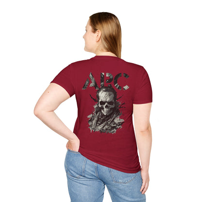 ARC Skull Graphic T‑Shirt — Grunge Military Skull Backprint
