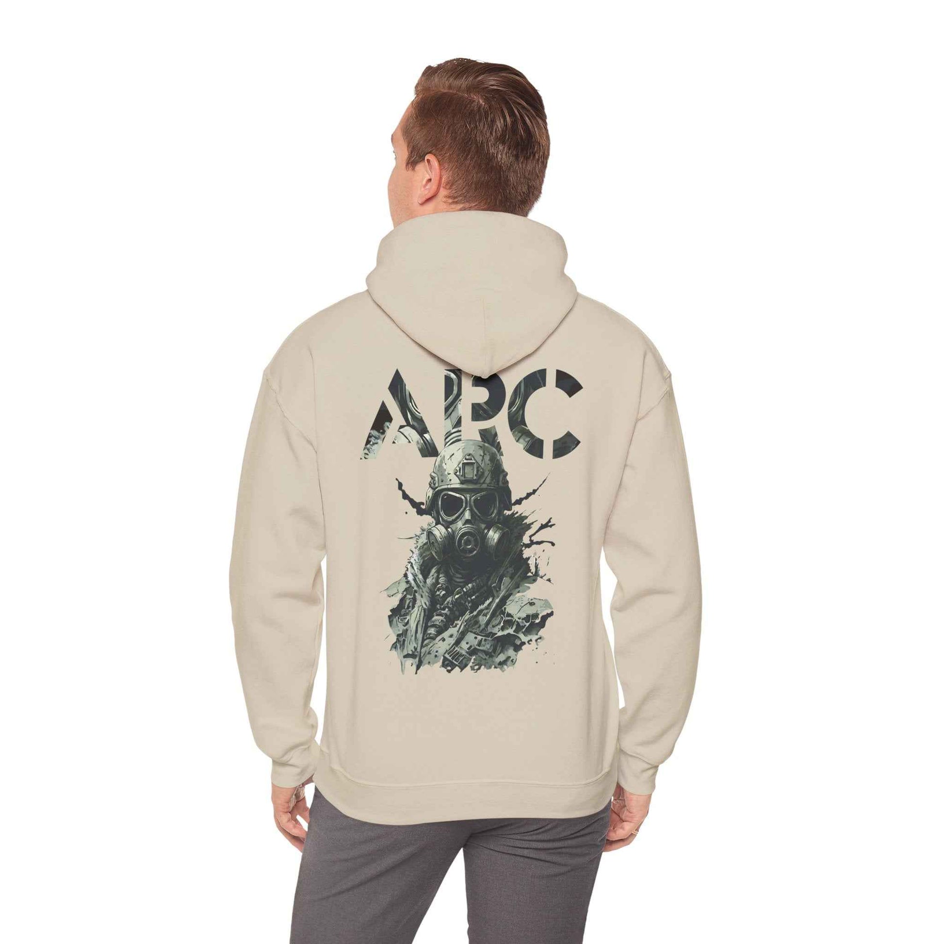 ARC Gas Mask Hoodie — Tactical Post-Apocalyptic Graphic Sweatshirt