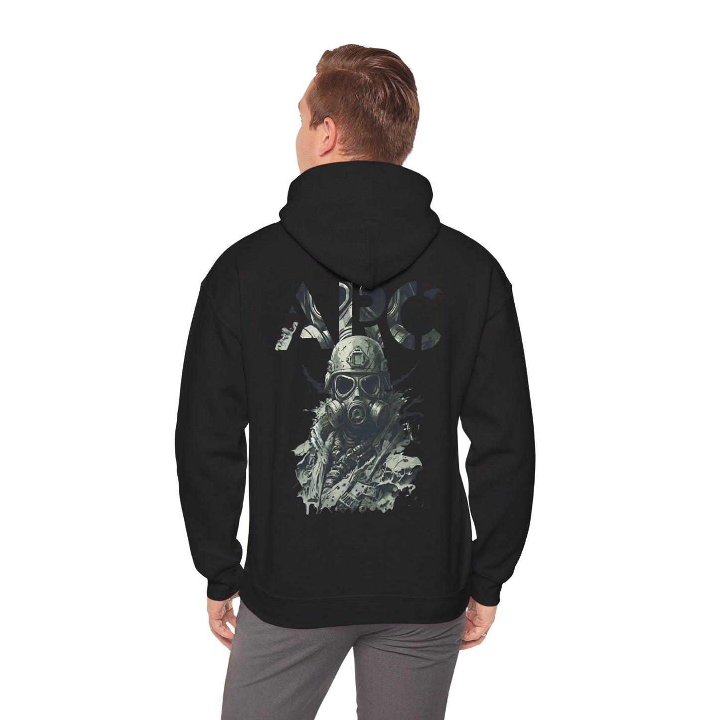 ARC Gas Mask Hoodie — Tactical Post-Apocalyptic Graphic Sweatshirt