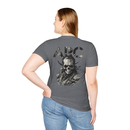 ARC Skull Graphic T‑Shirt — Grunge Military Skull Backprint
