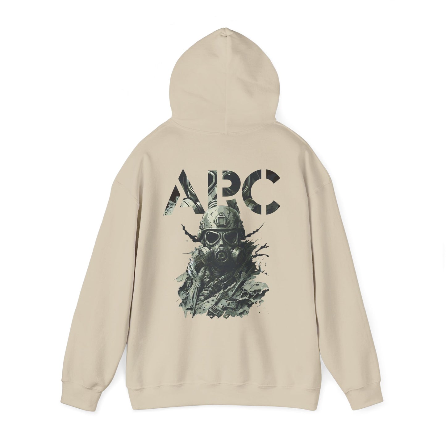 ARC Gas Mask Hoodie — Tactical Post-Apocalyptic Graphic Sweatshirt