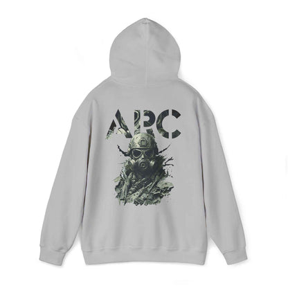 ARC Gas Mask Hoodie — Tactical Post-Apocalyptic Graphic Sweatshirt