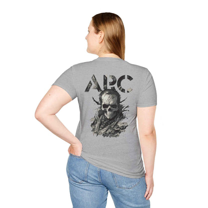 ARC Skull Graphic T‑Shirt — Grunge Military Skull Backprint
