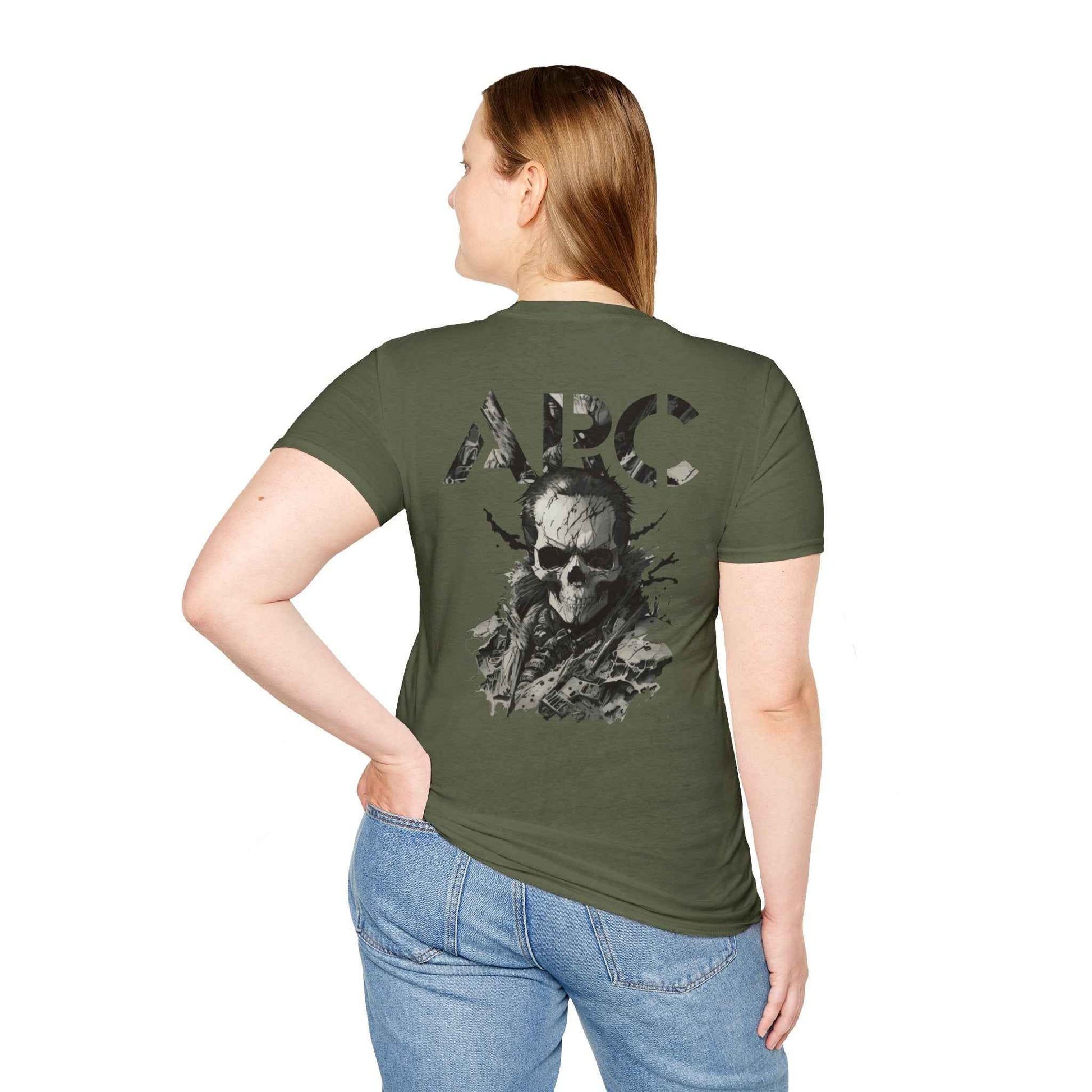 ARC Skull Graphic T‑Shirt — Grunge Military Skull Backprint