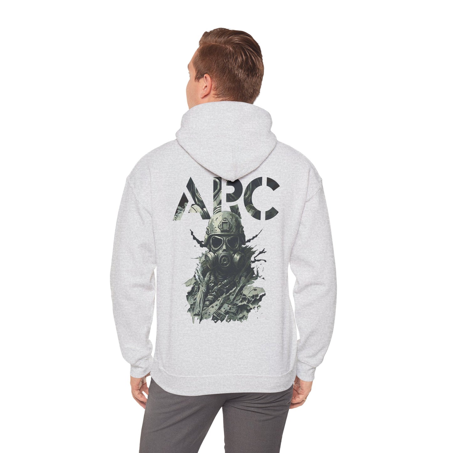 ARC Gas Mask Hoodie — Tactical Post-Apocalyptic Graphic Sweatshirt