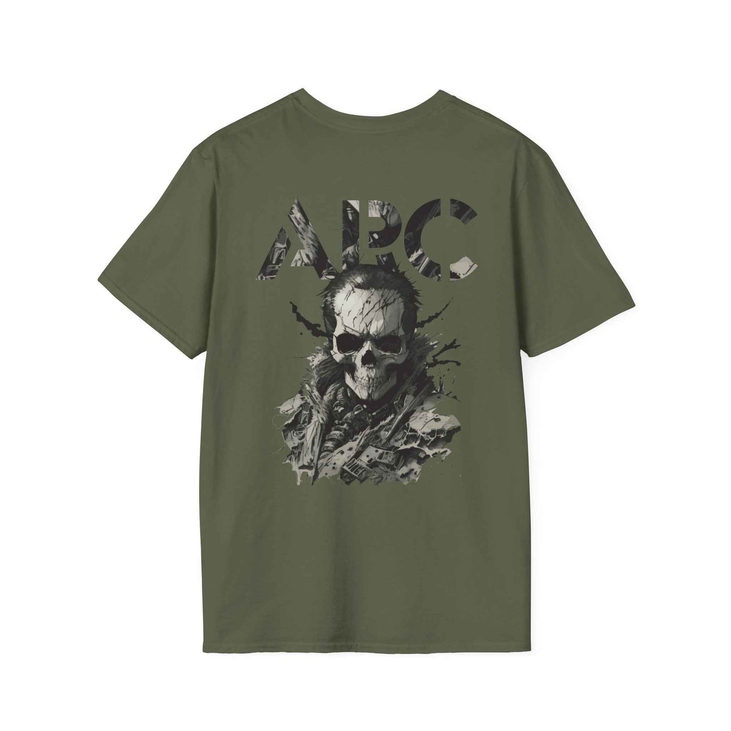 ARC Skull Graphic T‑Shirt — Grunge Military Skull Backprint