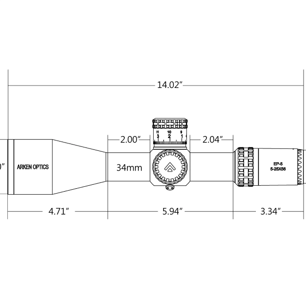 Arken Optics EP5 5-25X56 FFP VPR Illuminated Rifle Scope-moa