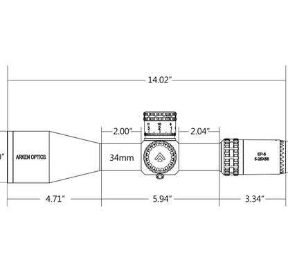 Arken Optics EP5 5-25X56 FFP VPR Illuminated Rifle Scope-MIL